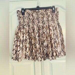 eesome Brown and Cream Snake Print Mini Skort